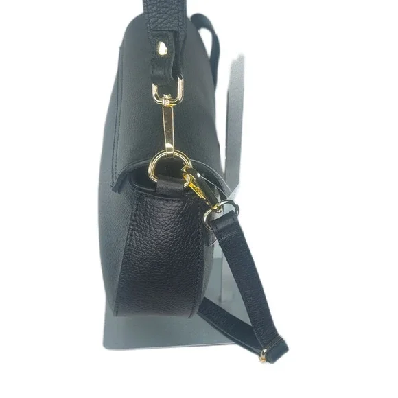 Charlie Leather Adeluccina Black Leather & Fur SM/Med Shoulder Bag/Crossbody-NWT - Picture 4 of 13